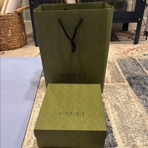 Gucci Olive Green Gift Box and Bag